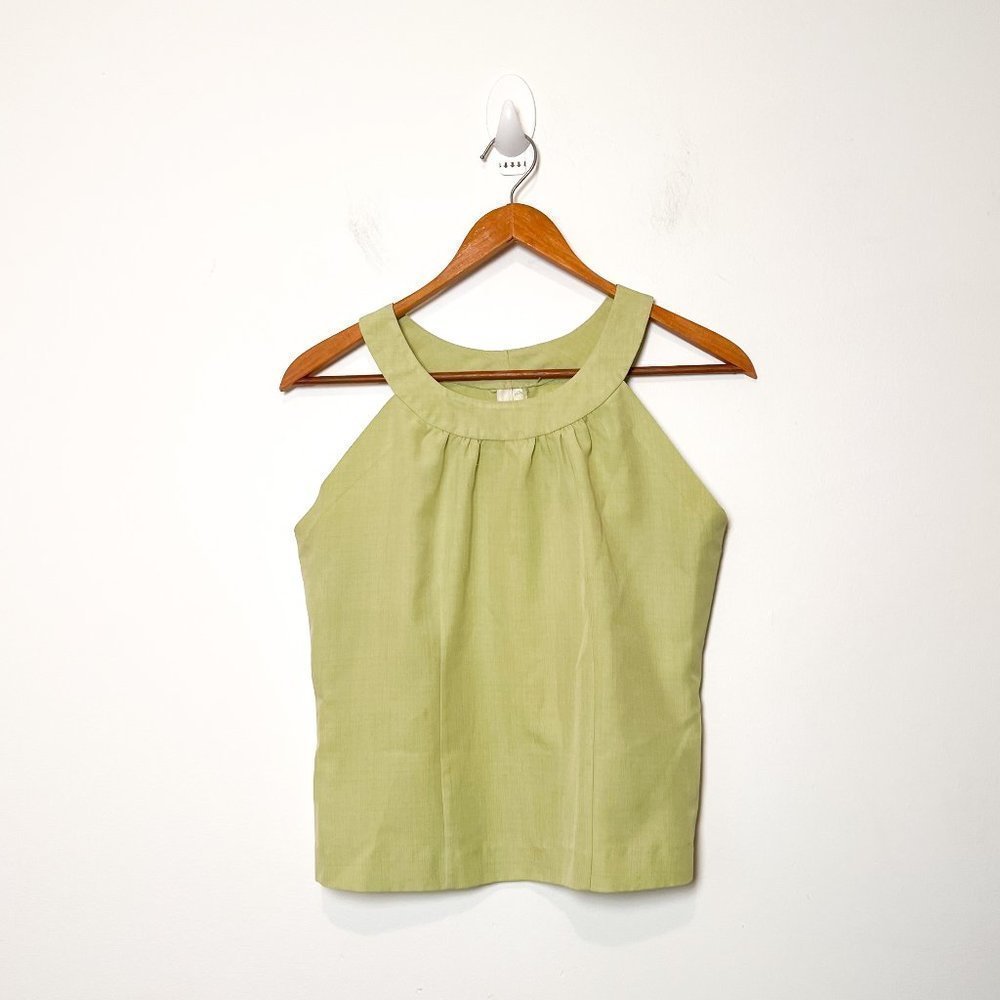 Vintage 70s Style Green Halter Summer Top Blouse